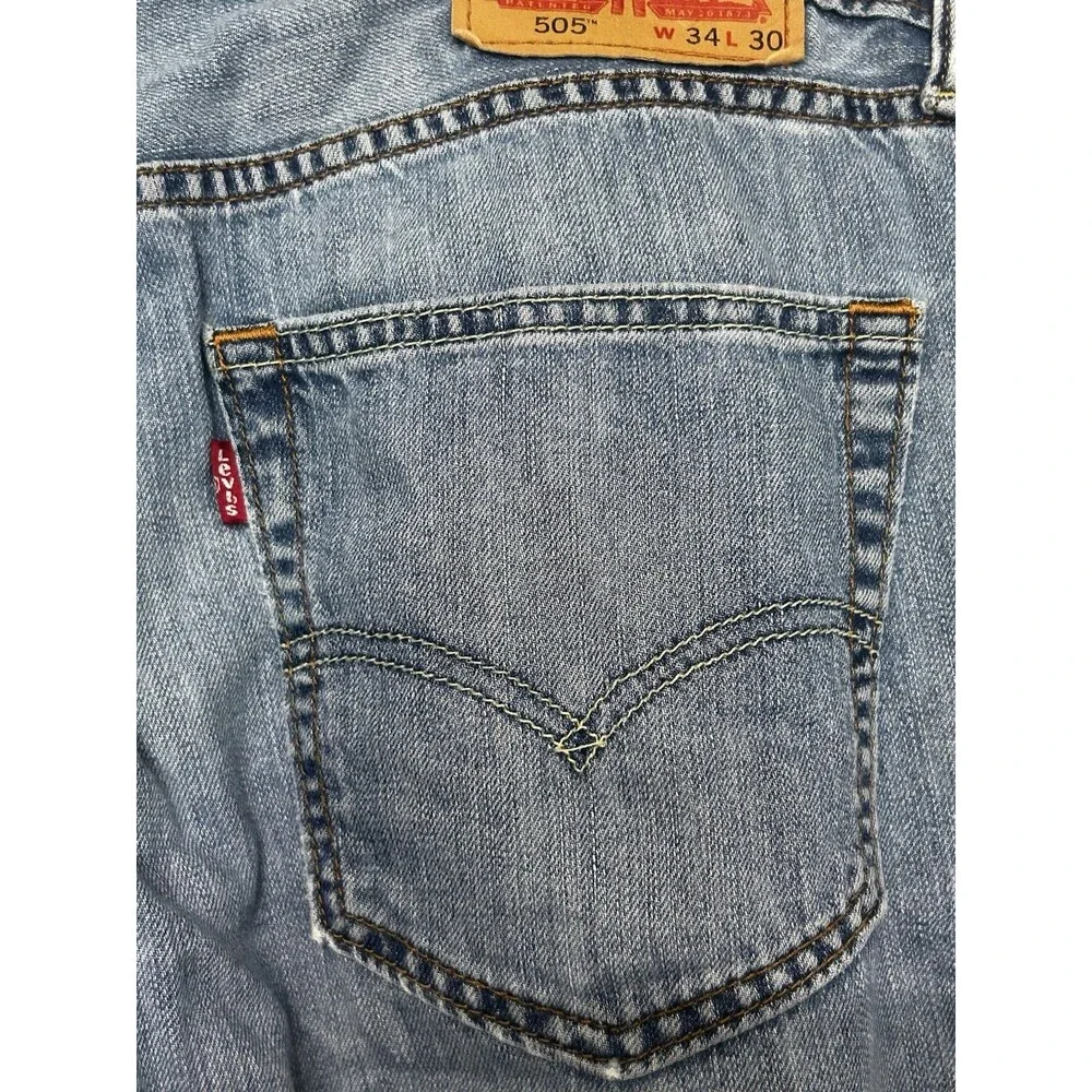 Levi's Men's 505 Straight Jeans Dark Rinse Regular Fit 34x30 100% Cotton